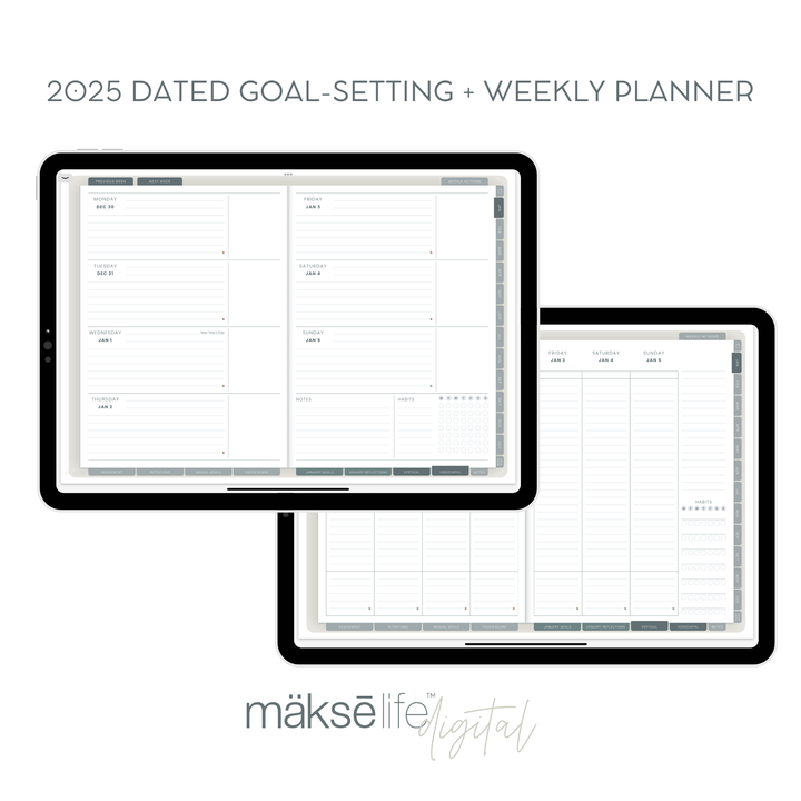 2025 Digital Goal-Setting + Weekly Planner