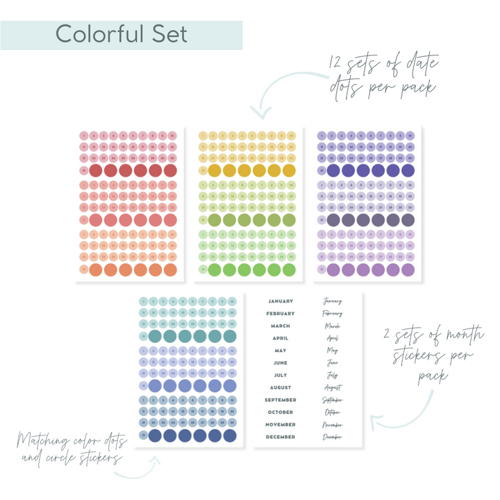 Undated Monthly Sticker Kit - Colorful