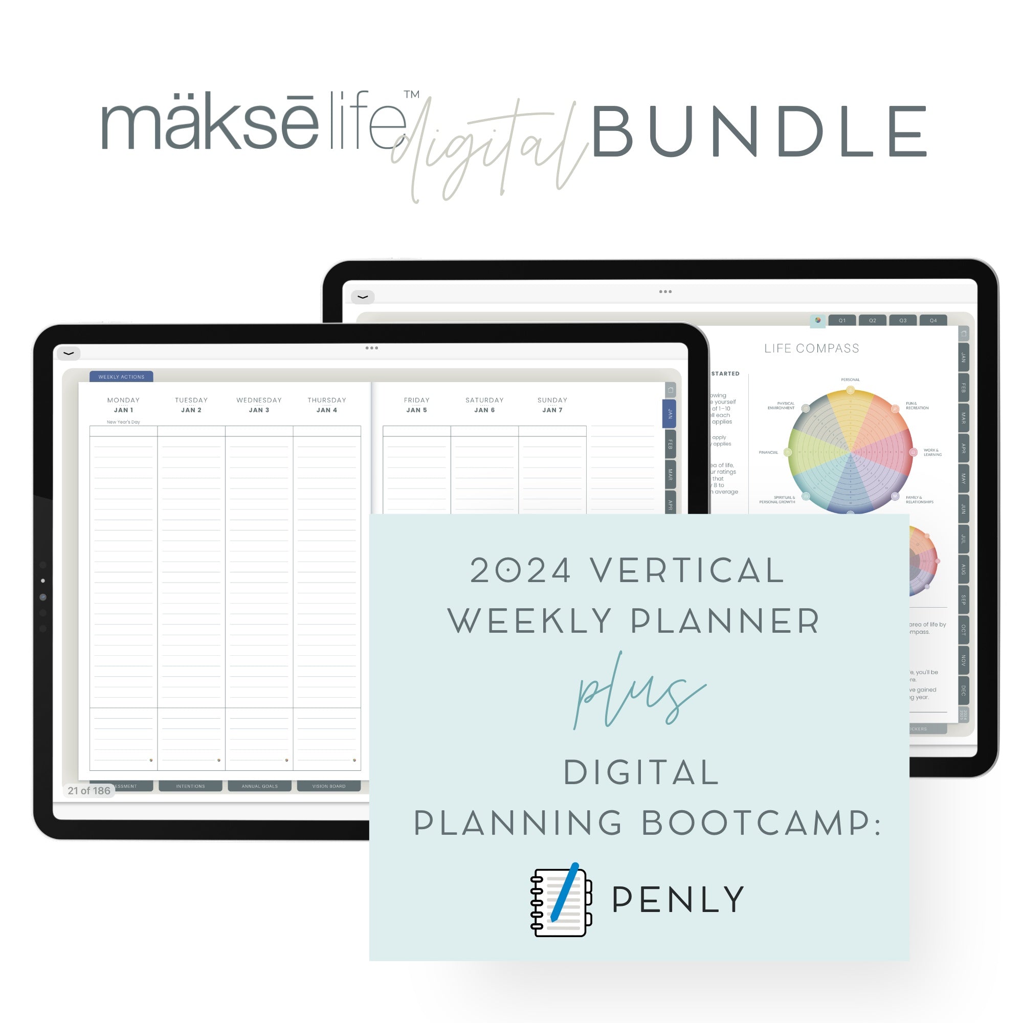 Digital Planning Bundle Android/Penly + Digital Vertical Weekly Plann