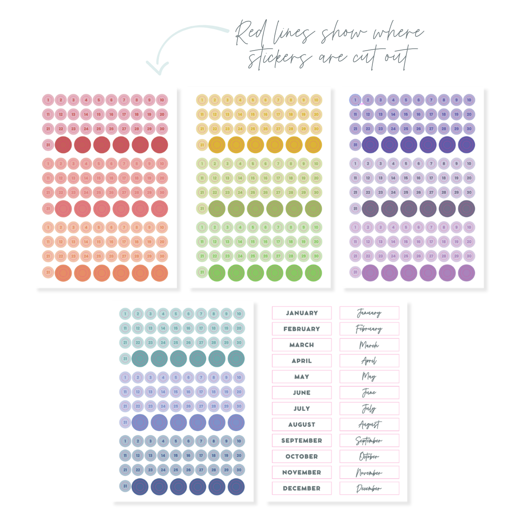 Undated Monthly Sticker Kit - Colorful