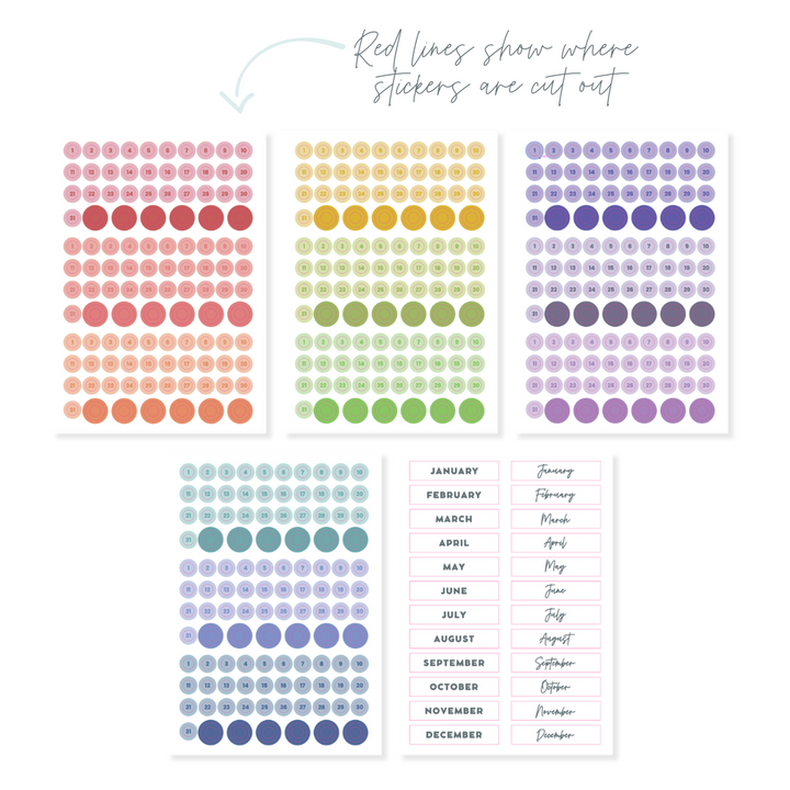 Undated Monthly Sticker Kit - Colorful