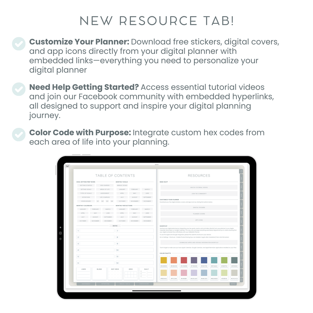 2025 Digital Goal-Setting + Weekly Planner