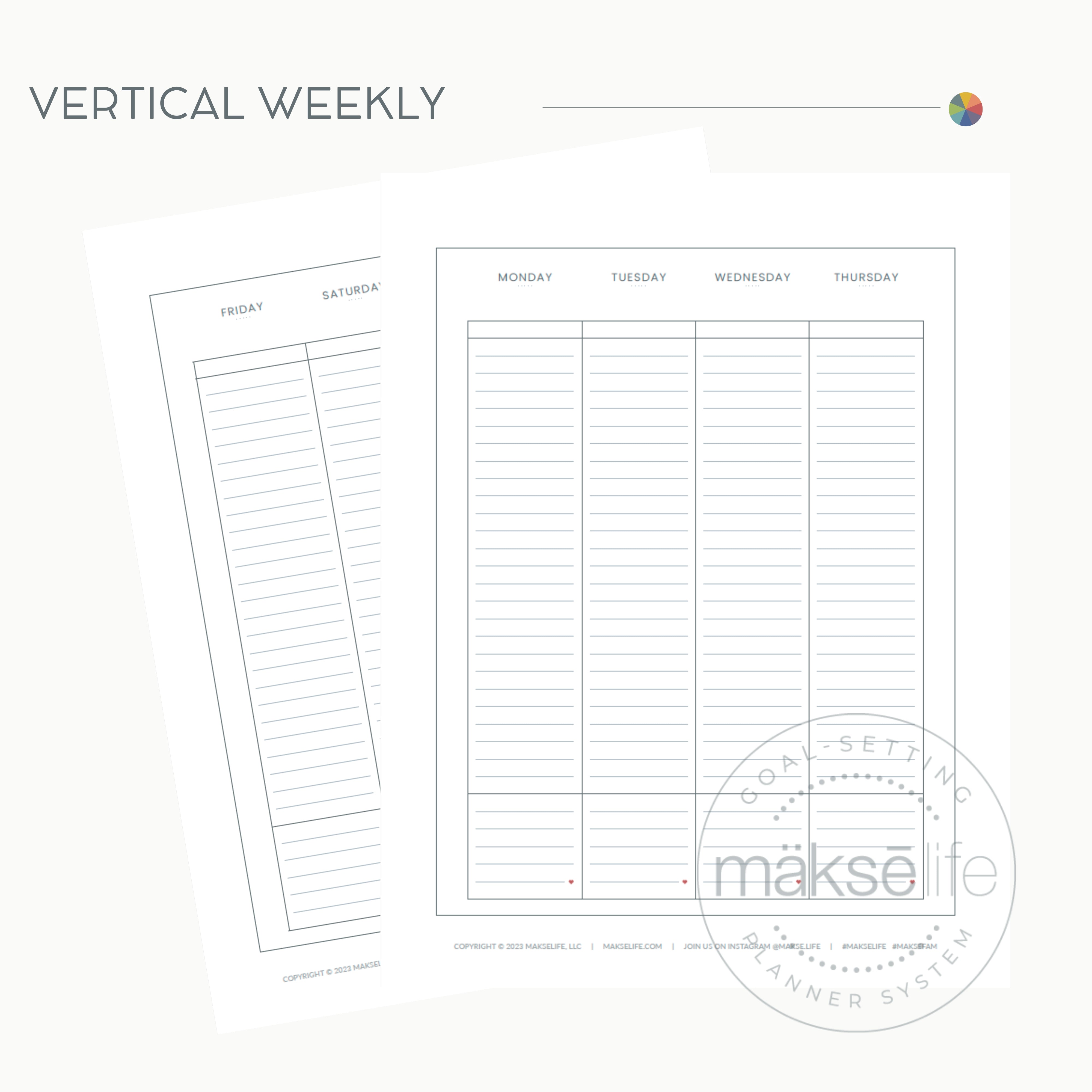 Vertical Weekly Spread Free Printable MakseLife