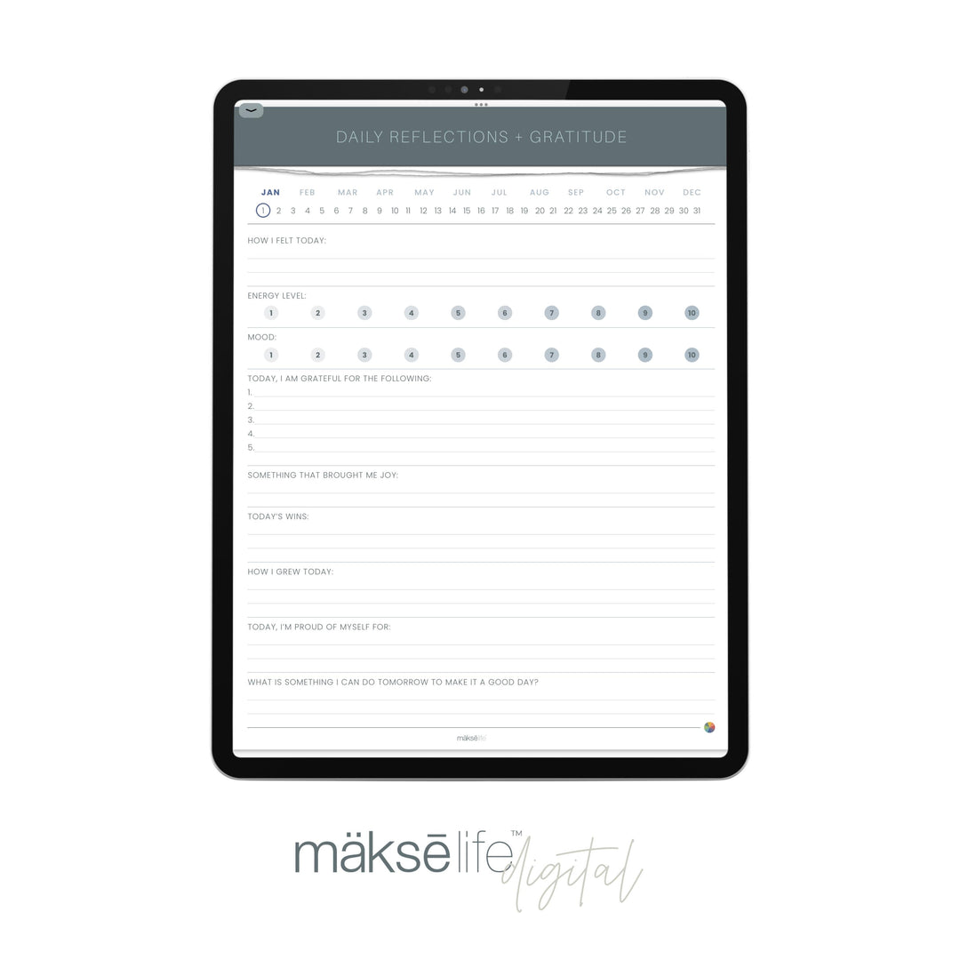 Digital Evening Reflections + Gratitude Notepad