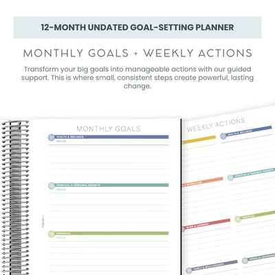 12-Month Undated Goal-Setting + Monthly Planner - Cloud