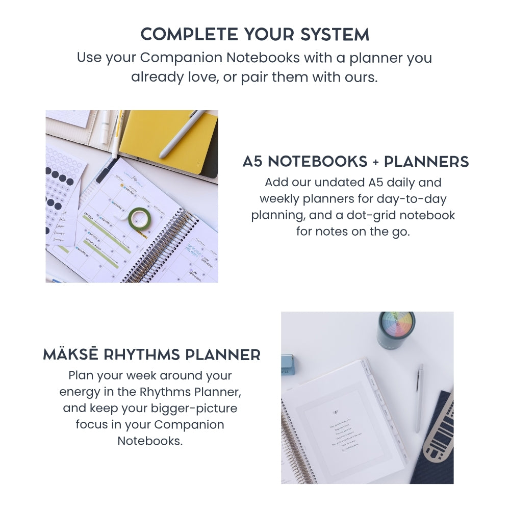 Undated Goal-Setting Notebook Set: A5 Companion Notebooks, Classic Edition