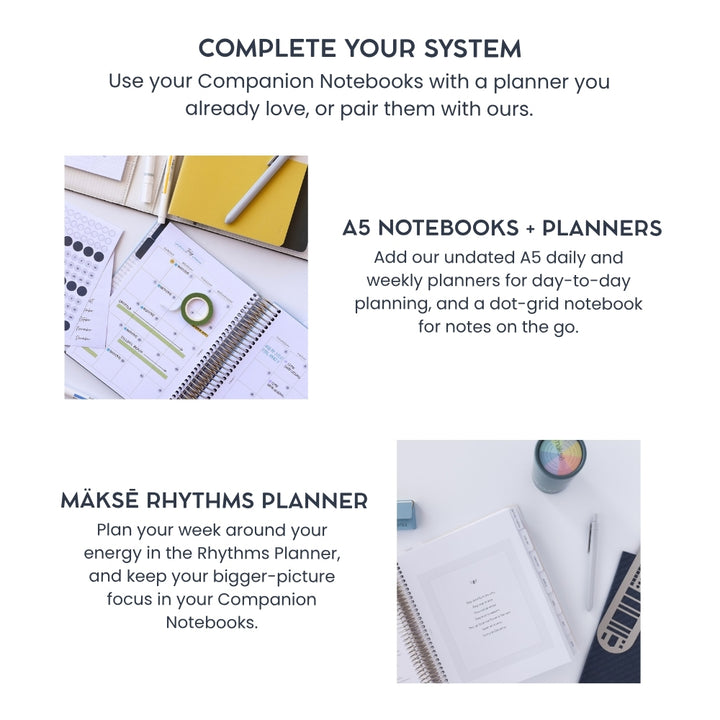 Undated Goal-Setting Notebook Set: A5 Companion Notebooks, Classic Edition