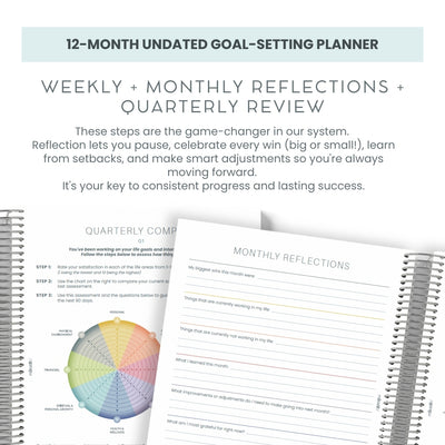 12-Month Undated Goal-Setting + Monthly Planner - Makse Gray