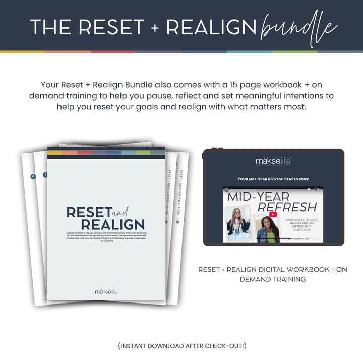 Reset + Realign Bundle (Dream Big) – 2025 Goal-Setting Weekly Planner + Digital Life Reset Workbook