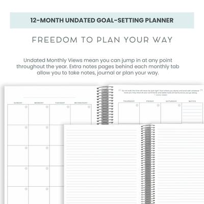 12-Month Undated Goal-Setting + Monthly Planner - Cloud