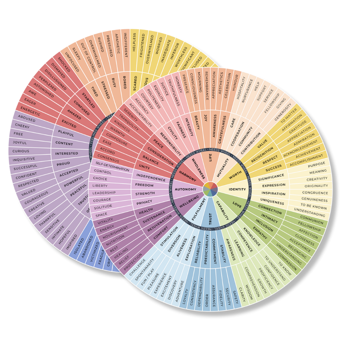 MäksēLife Needs + Emotions Wheel Stickers 5”