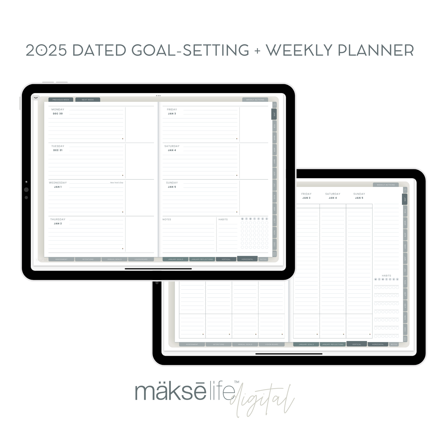 2025 Digital Goal-Setting + Weekly Planner