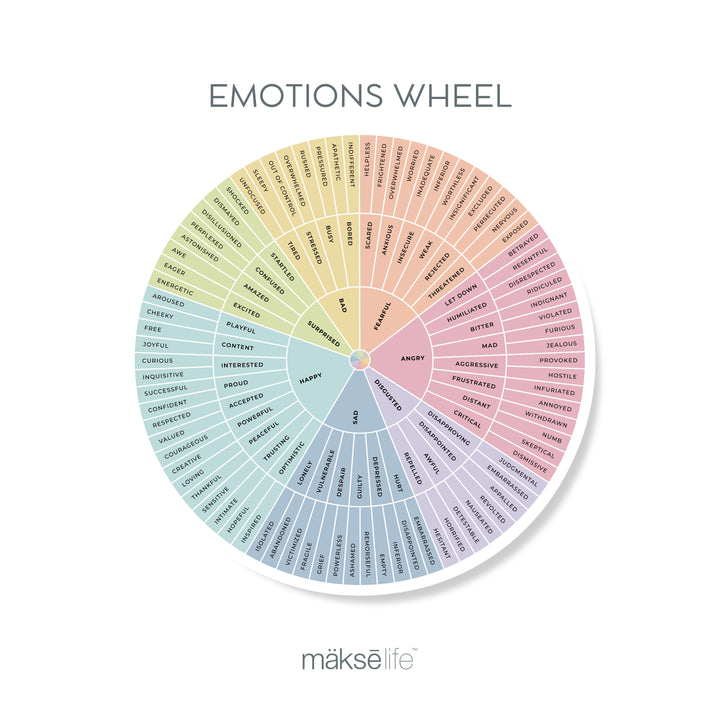 MäksēLife Needs + Emotions Wheel Stickers 5”