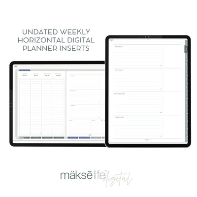 Digital Planning Inserts - Undated Horizontal Weekly Inserts