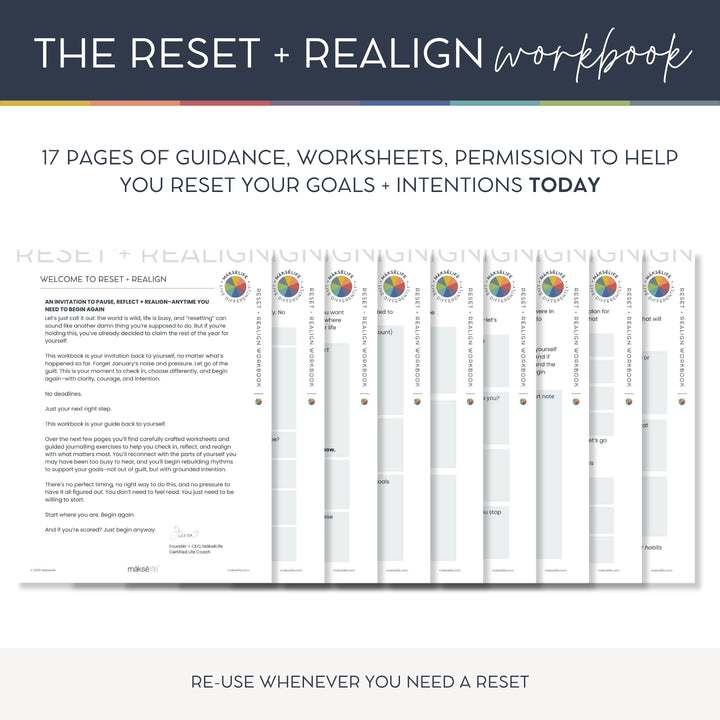 Reset + Realign Bundle (Dream Big) – 2025 Goal-Setting Weekly Planner + Digital Life Reset Workbook