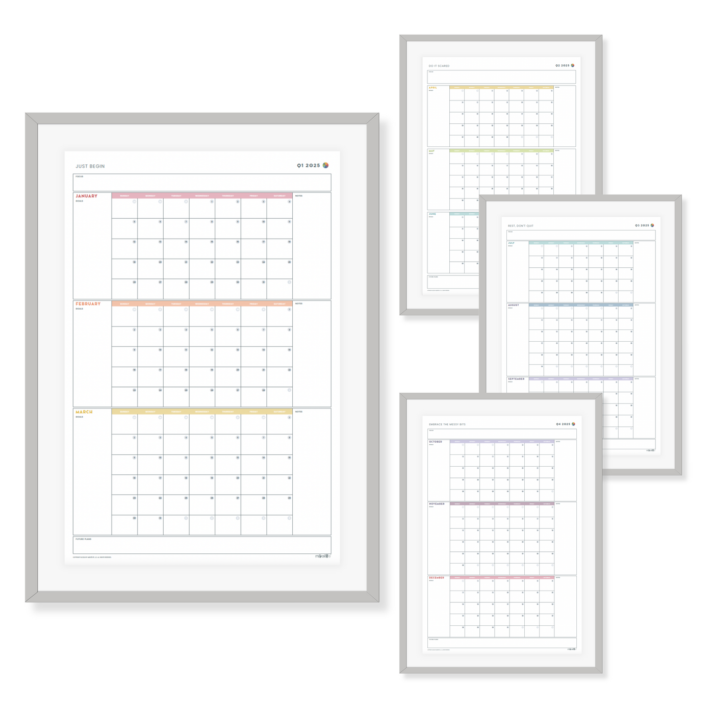 2025 Printable Quarterly Wall Calendar Posters