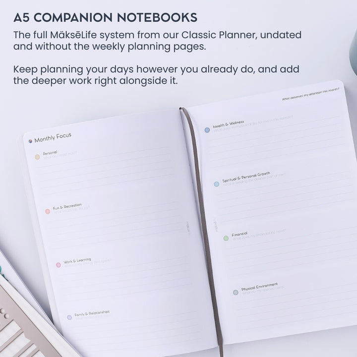 Undated Goal-Setting Notebook Set: A5 Companion Notebooks, Classic Edition