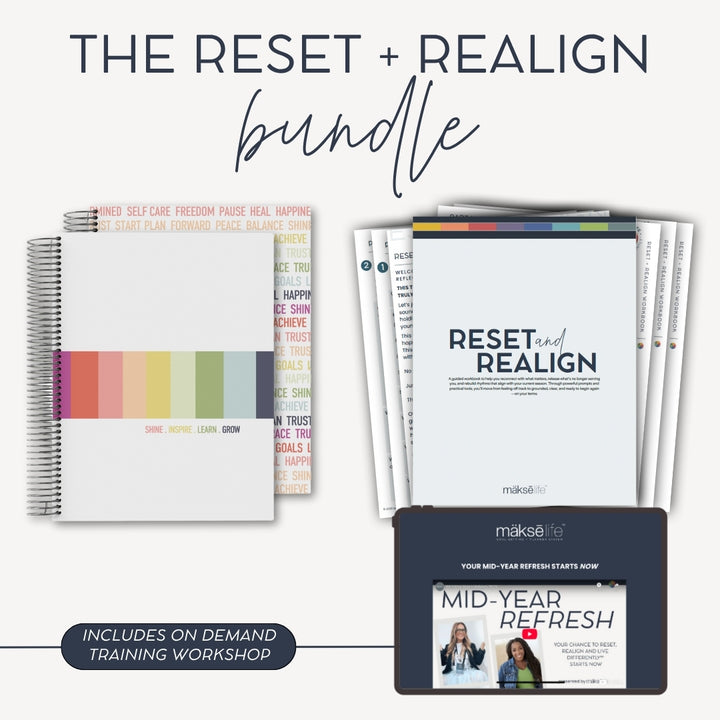 Reset + Realign Bundle (Inspire) – 2025 Goal-Setting Weekly Planner + Digital Life Reset Workbook