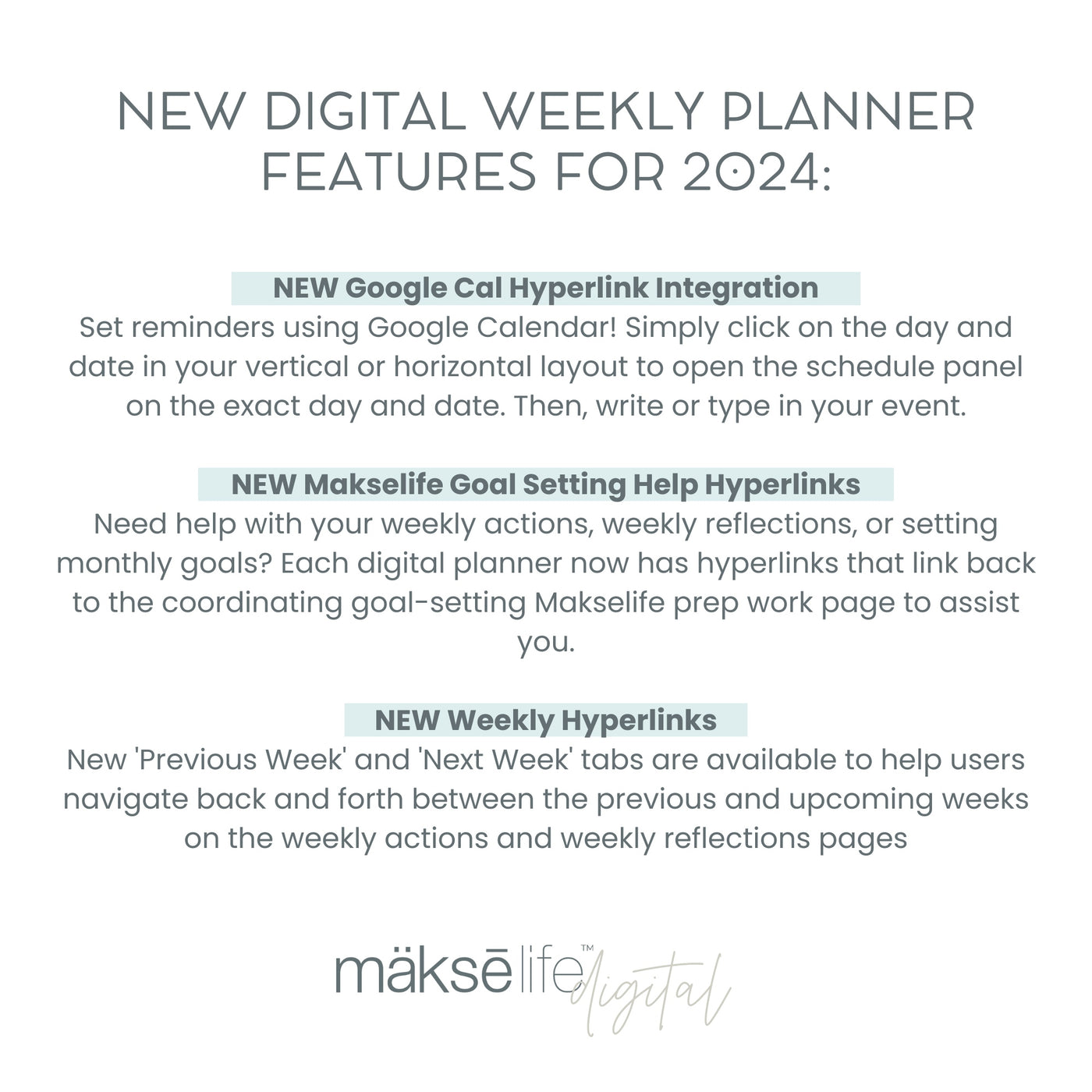 2024 Digital Goal-Setting + Weekly Planner (Horizontal)