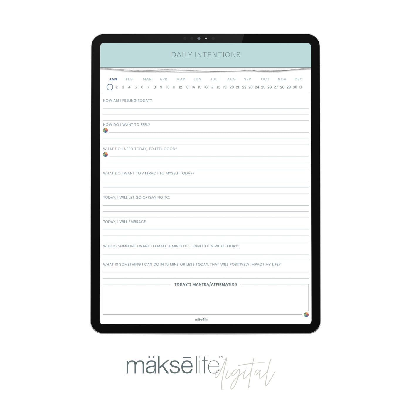Digital Daily Intentions Notepad