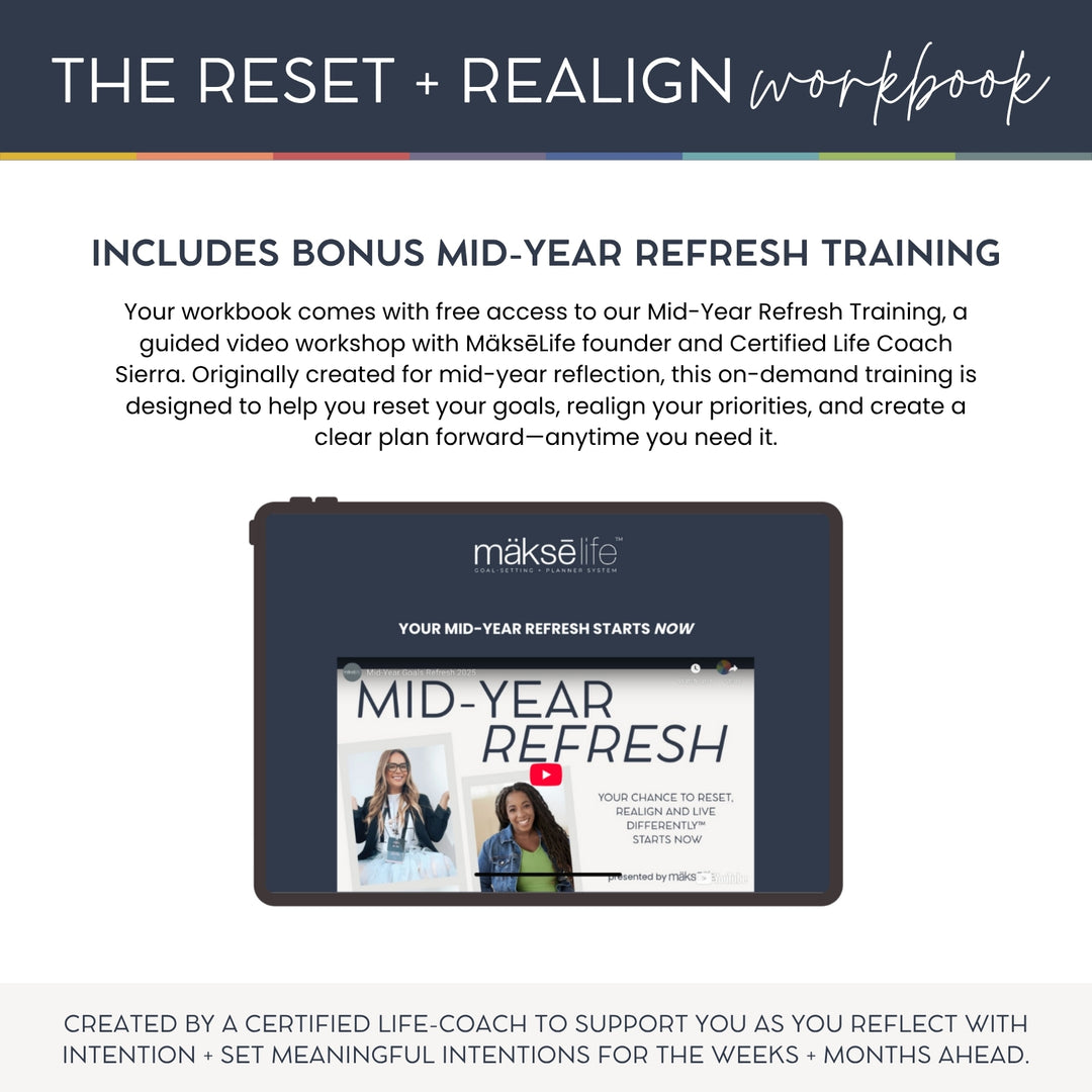 Reset + Realign Bundle (Dream Big) – 2025 Goal-Setting Weekly Planner + Digital Life Reset Workbook