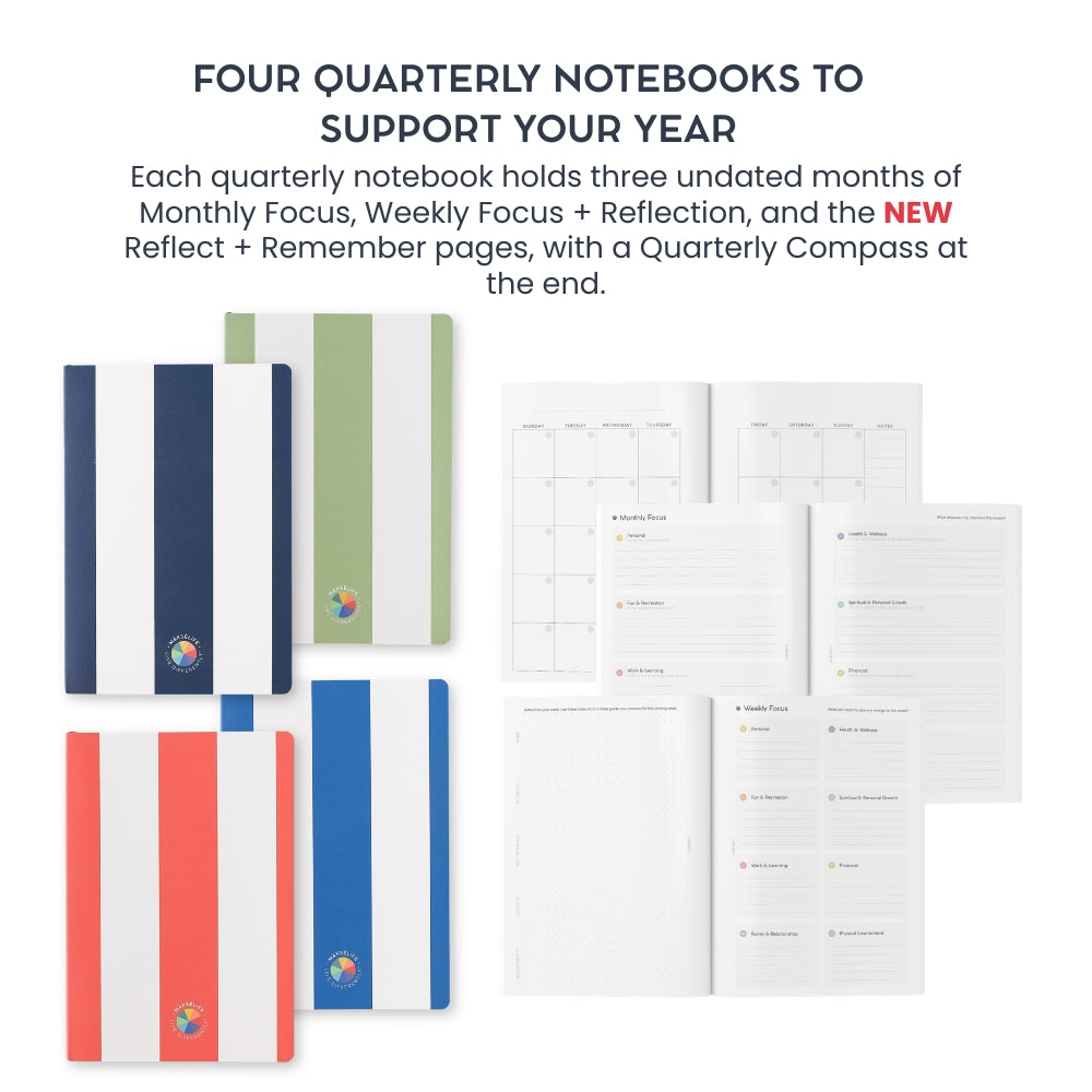 Undated Goal-Setting Notebook Set: A5 Companion Notebooks, Classic Edition