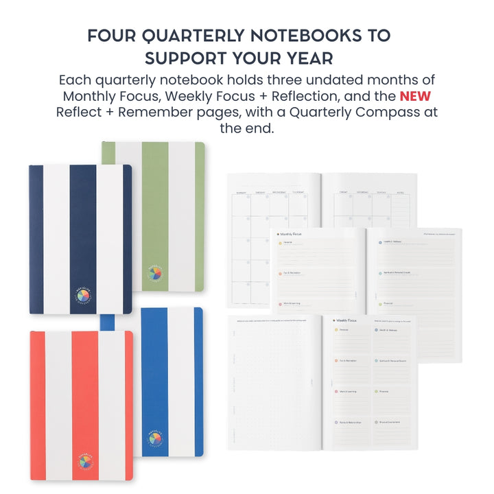 Undated Goal-Setting Notebook Set: A5 Companion Notebooks, Classic Edition