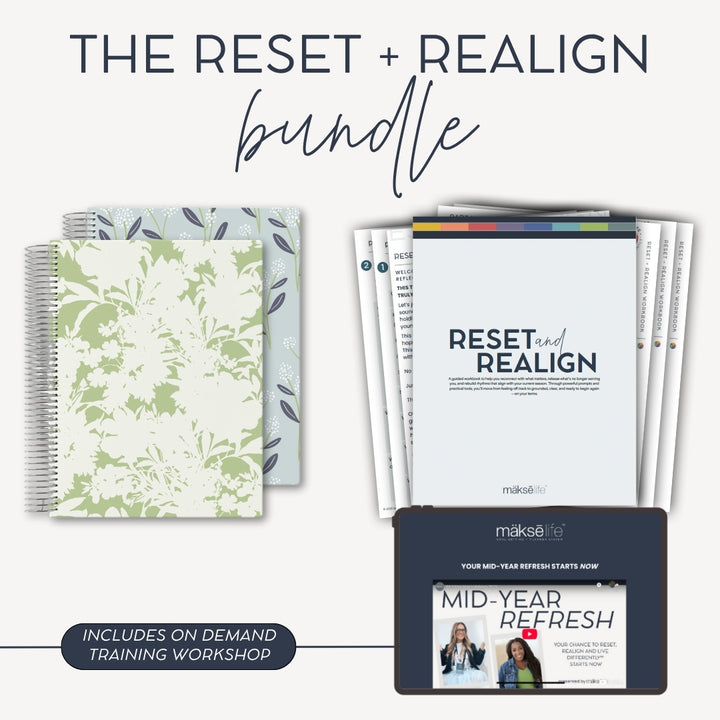 Reset + Realign Bundle (Spring Meadow) – 2025 Goal-Setting Weekly Planner + Digital Life Reset Workbook