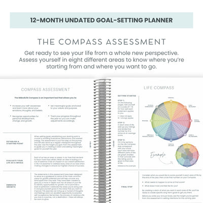 12-Month Undated Goal-Setting + Monthly Planner - Makse Gray