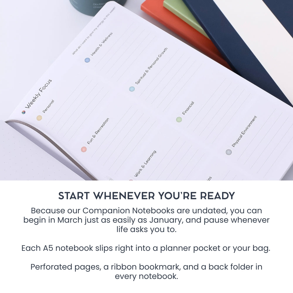 Undated Goal-Setting Notebook Set: A5 Companion Notebooks, Classic Edition