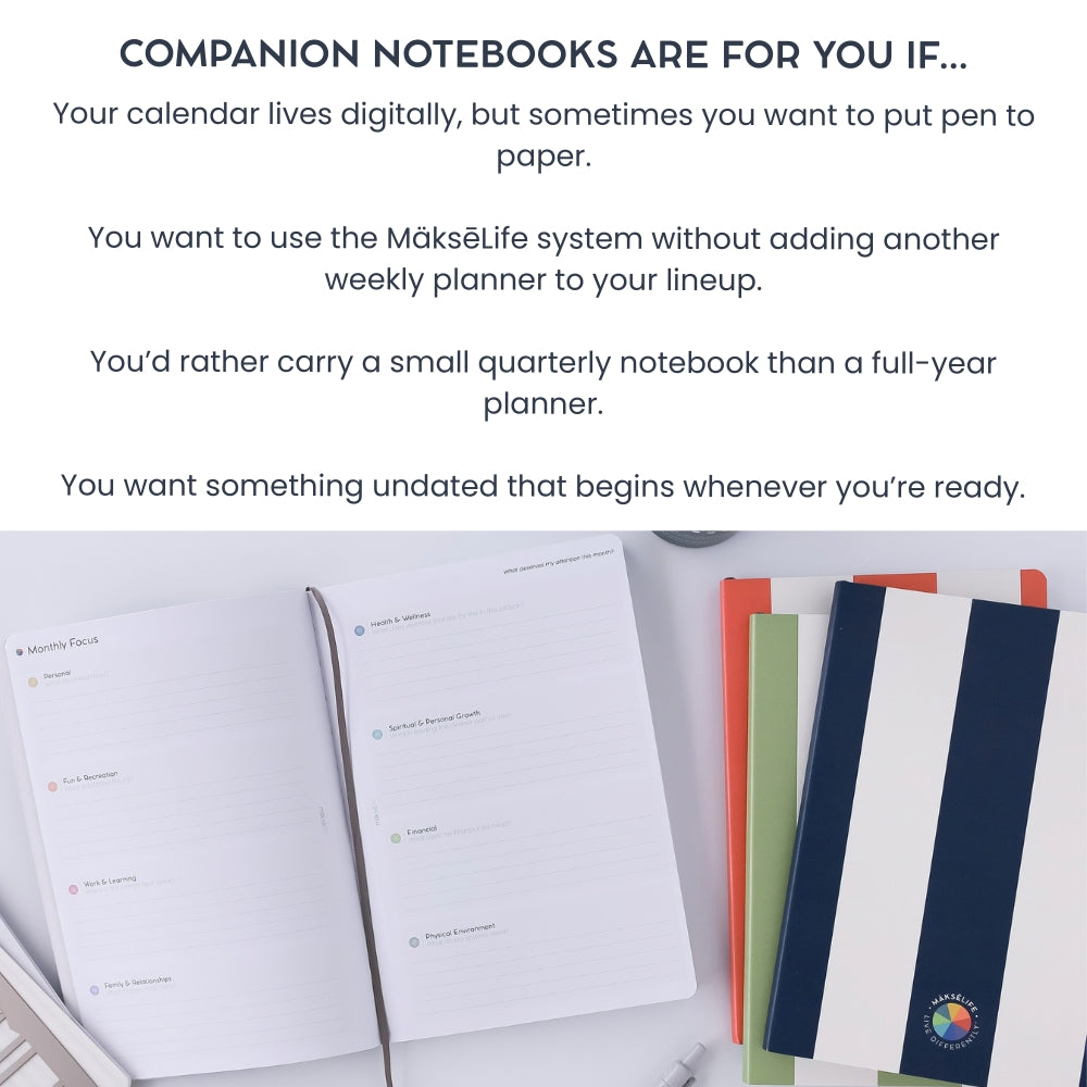 Undated Goal-Setting Notebook Set: A5 Companion Notebooks, Classic Edition