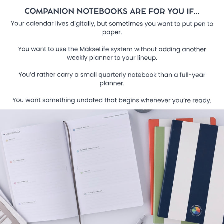 Undated Goal-Setting Notebook Set: A5 Companion Notebooks, Classic Edition