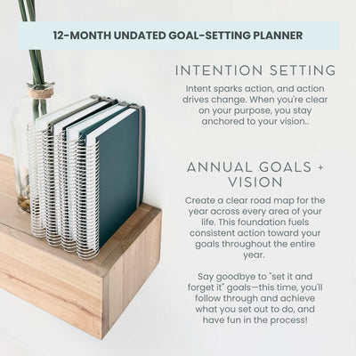 12-Month Undated Goal-Setting + Monthly Planner - Makse Gray