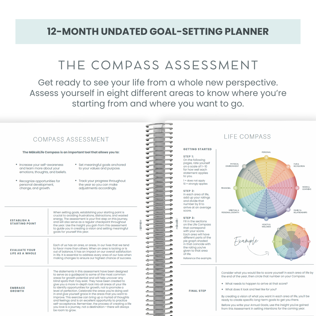 12-Month Undated Goal-Setting + Monthly Planner - Cloud