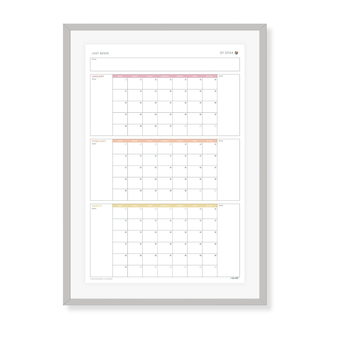 Printable Quarterly Wall Calendar Posters