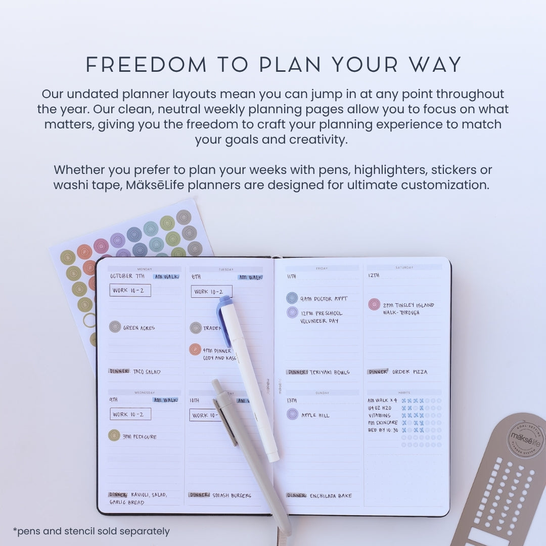 A5 Undated Quarterly Goal-Setting + Compact Weekly Planner