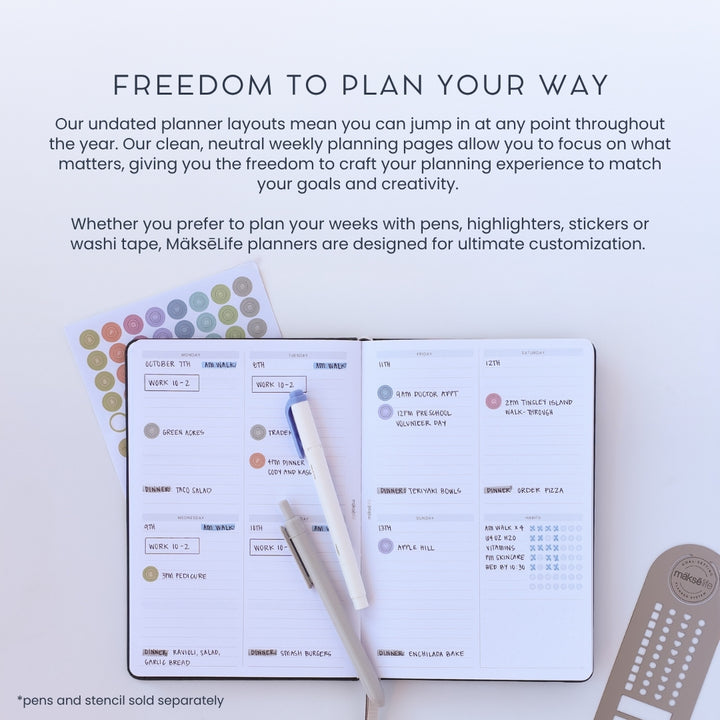 A5 Undated Quarterly Goal-Setting + Compact Weekly Planner