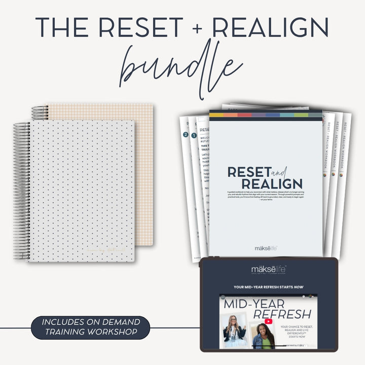 Reset + Realign Bundle (Dream Big) – 2025 Goal-Setting Weekly Planner + Digital Life Reset Workbook