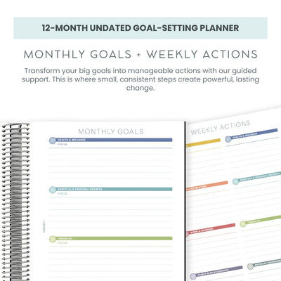 12-Month Undated Goal-Setting + Monthly Planner - Makse Gray