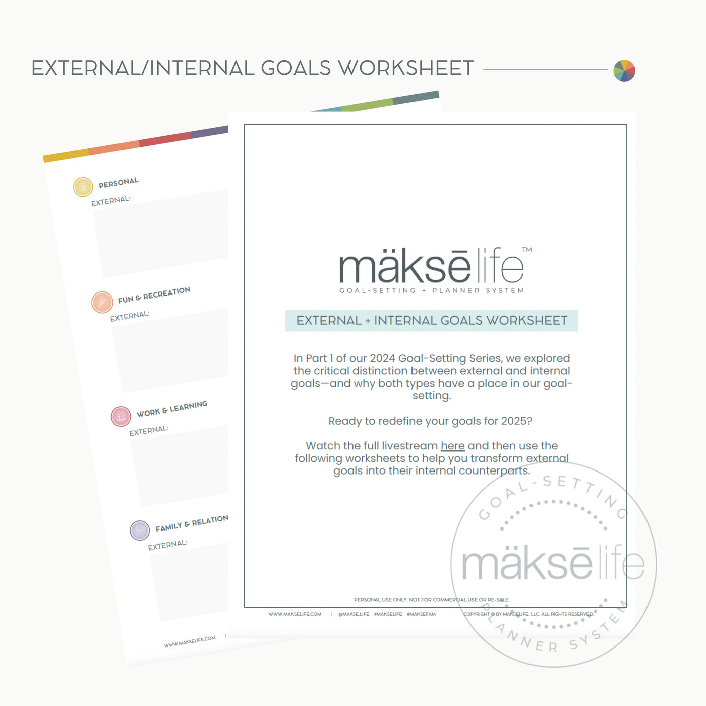 External + Internal Goals Worksheet | Free Printable