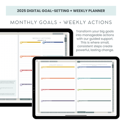 2025 Digital Goal-Setting + Weekly Planner