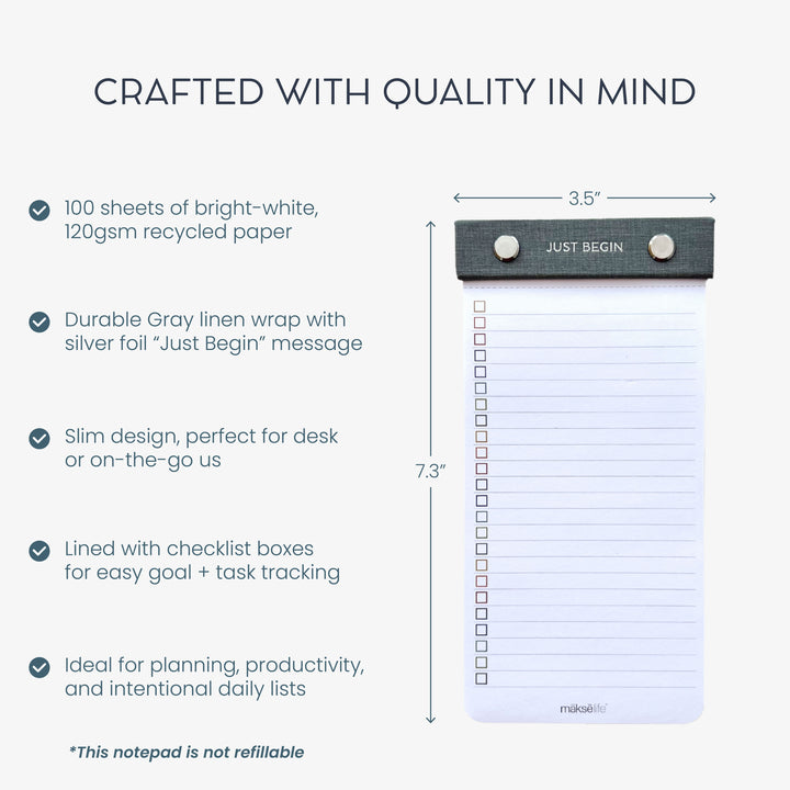Just Begin To Do List Notepad