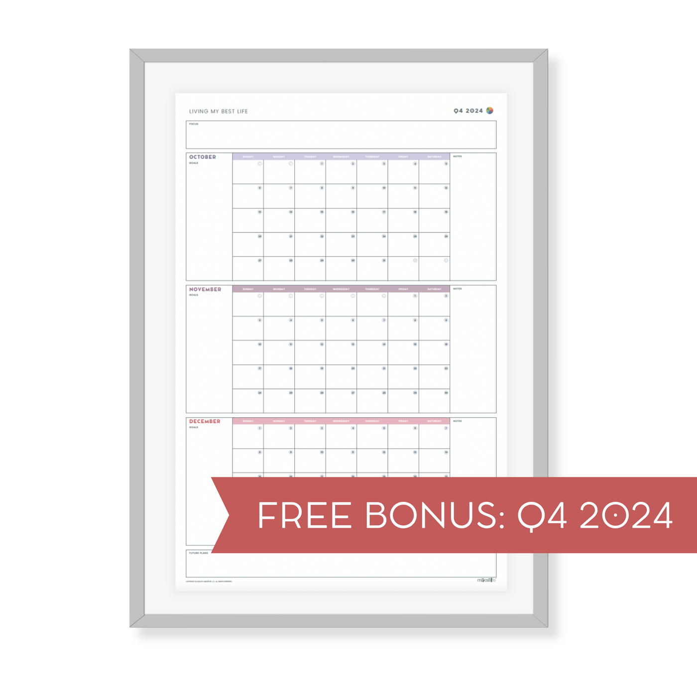 2025 Printable Quarterly Wall Calendar Posters