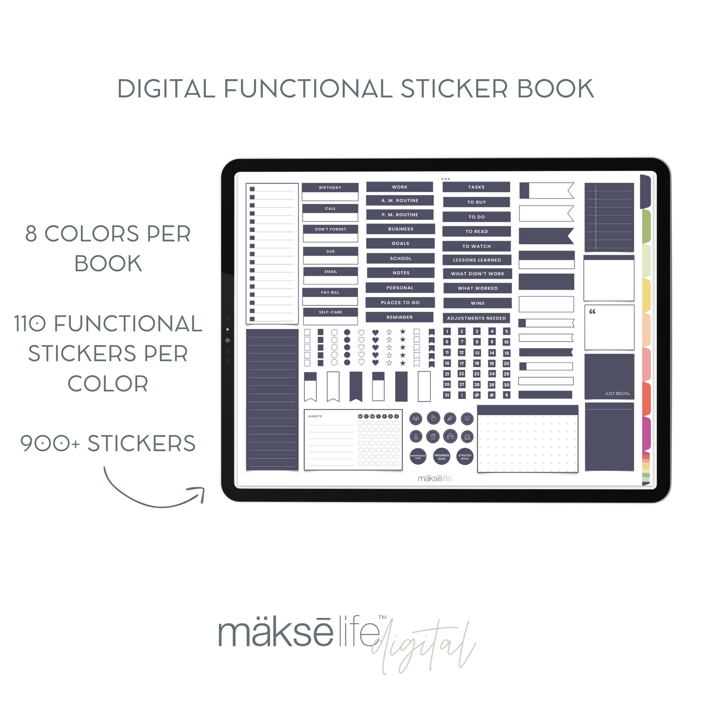 Digital 2025 Functional Sticker Book