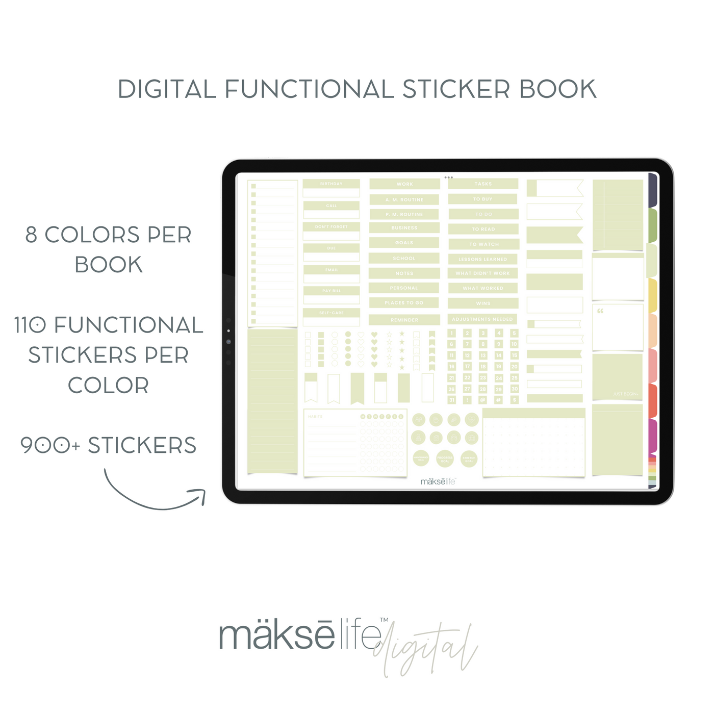 Digital 2025 Functional Sticker Book