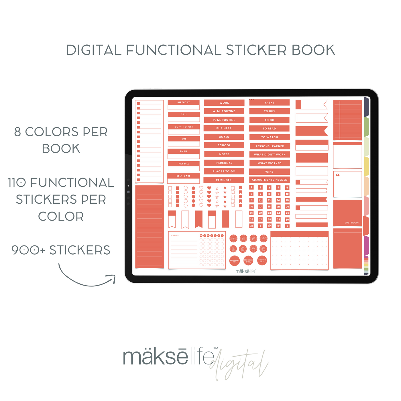 Digital 2025 Functional Sticker Book