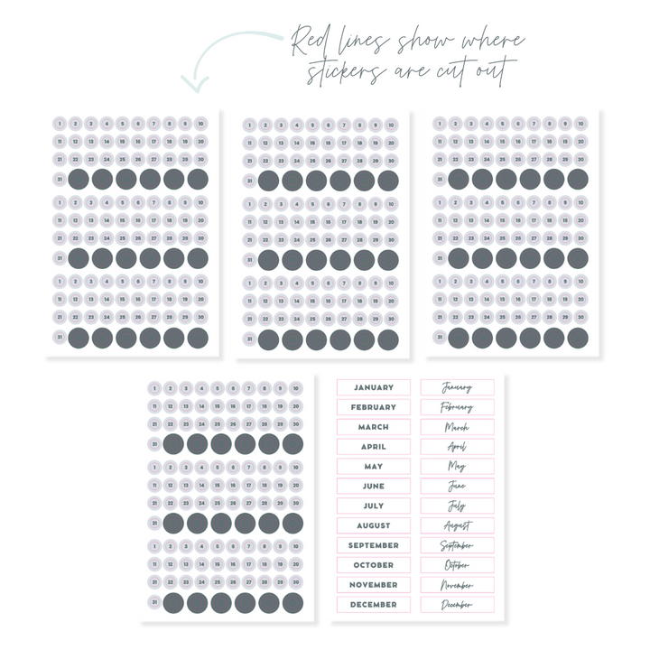 Undated Monthly Sticker Kit - Neutral