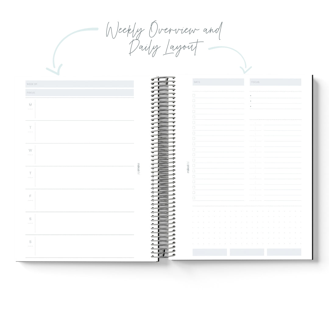 Quarterly Undated Goal-Setting + Daily Planner - Sky