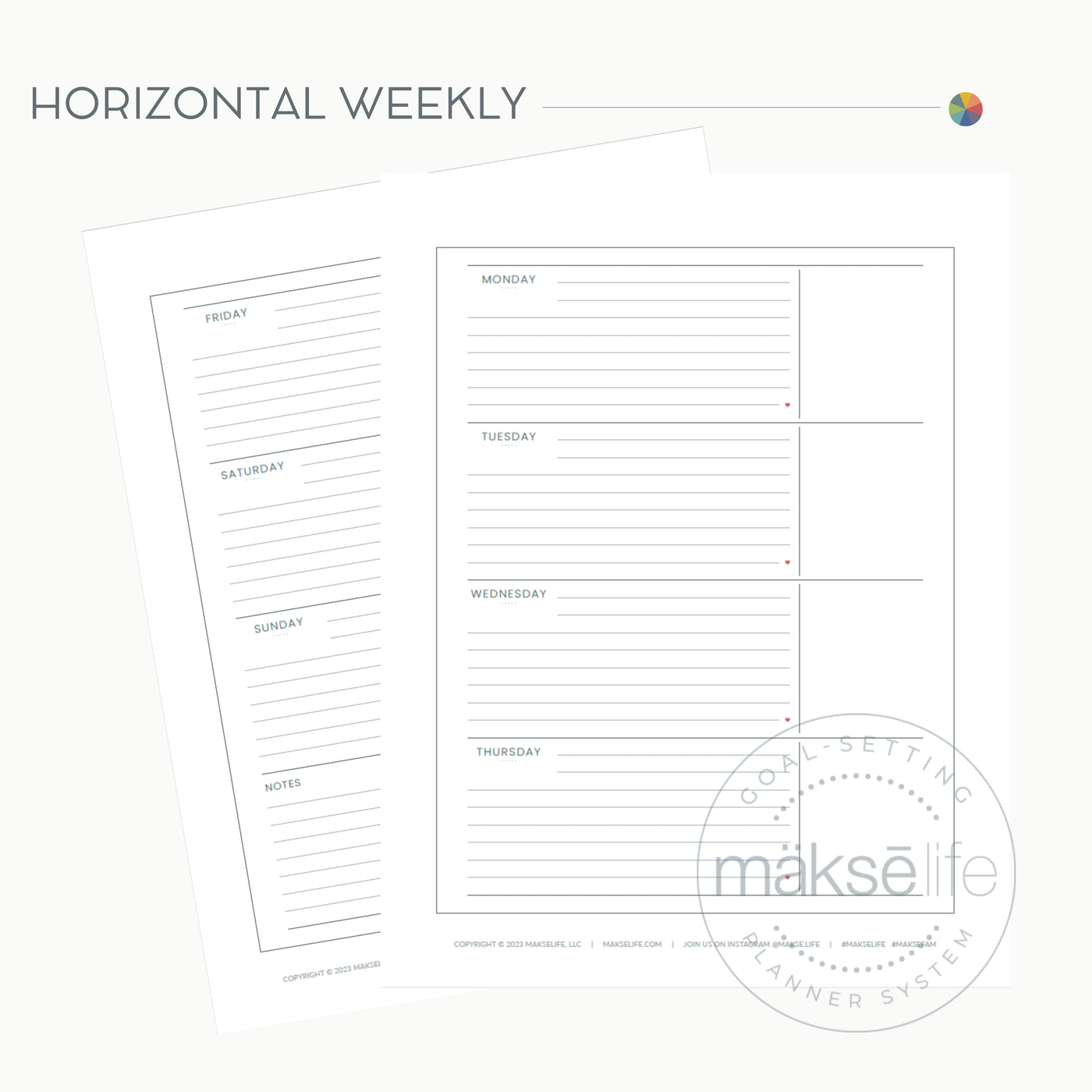 Horizontal Weekly Spread | Free Printable