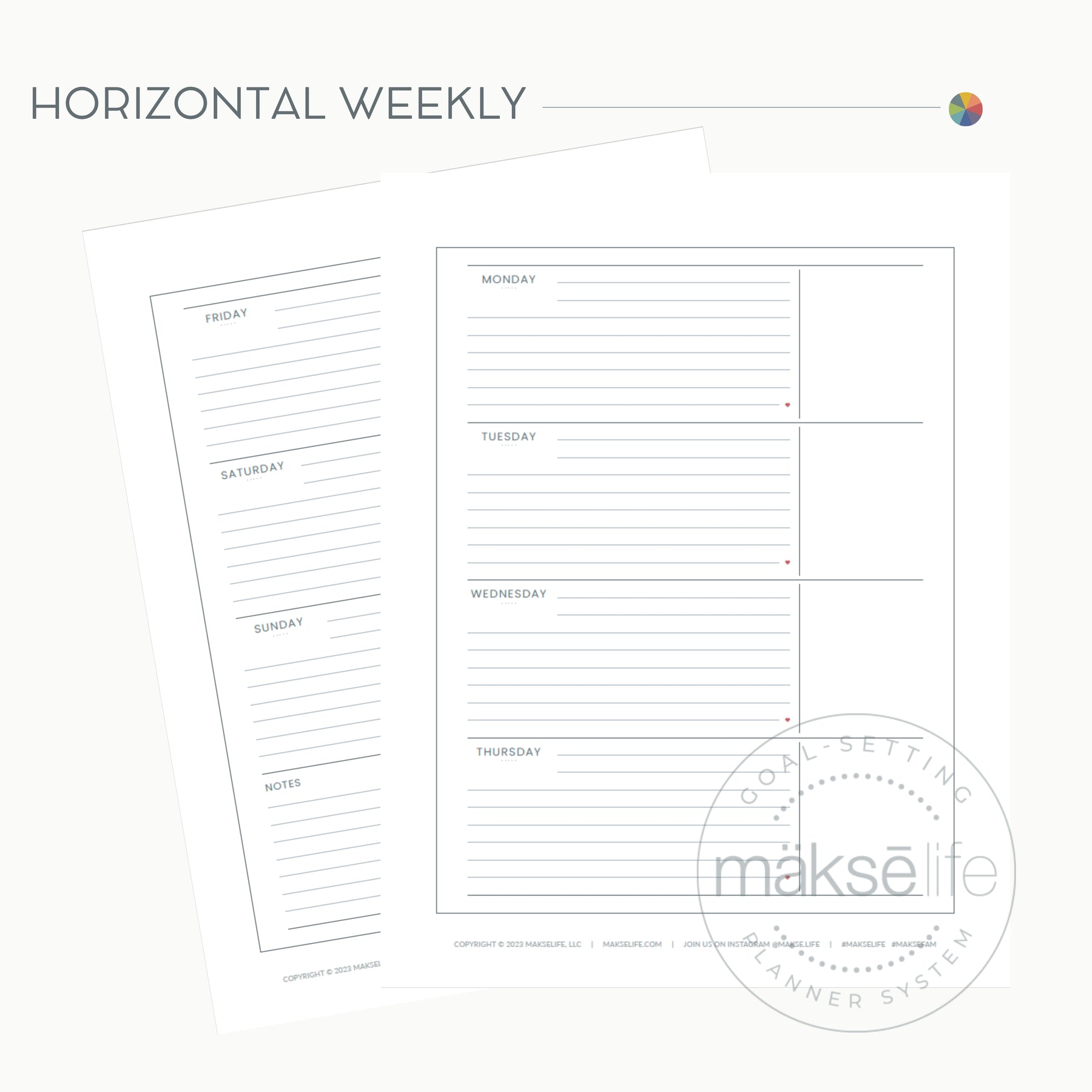 Horizontal Weekly Spread | Free Printable – MakseLife